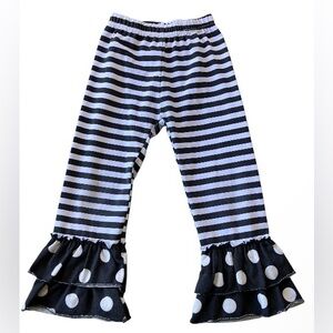 2T Striped Ruffle Pants with Polka Dot Trim